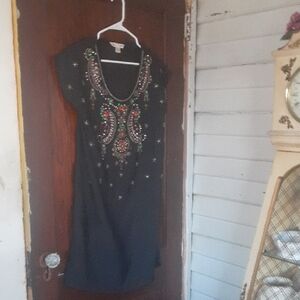 Yumi Black Dress with Colorful Beads